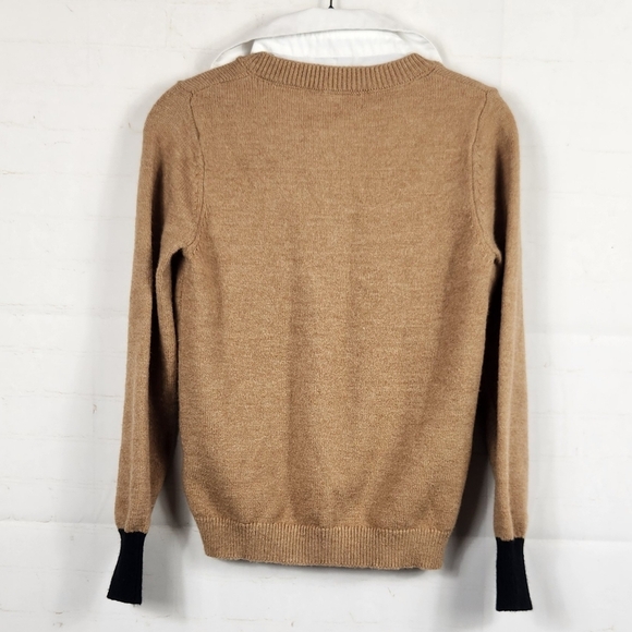 Nanette Lepore Preppy Casual Workwear Twofer Knit Sweater Blouse Camel/Tan XS - Picture 4 of 13
